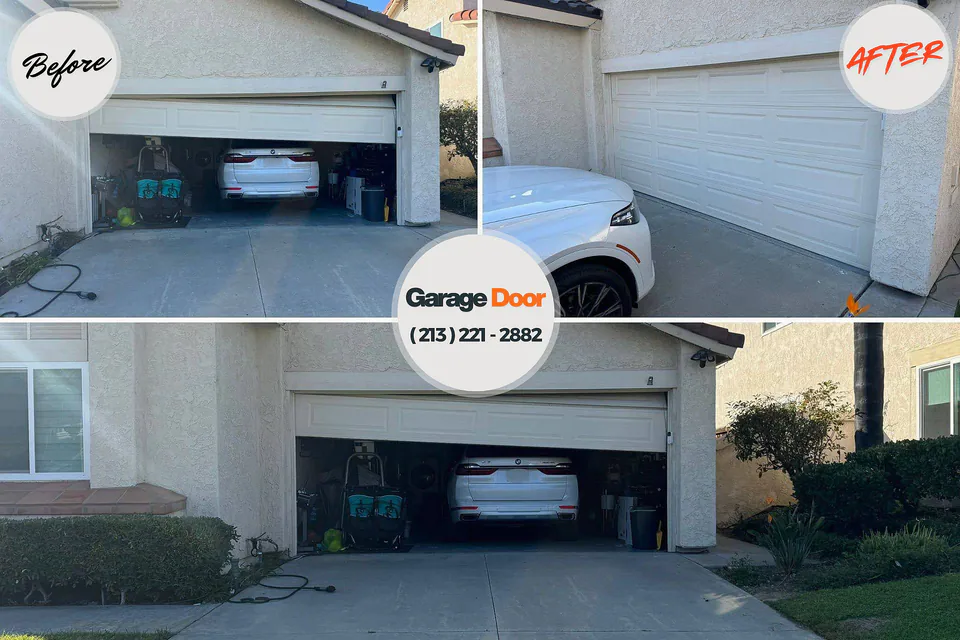 Before and after: garage door repair Lindsborg, KS
